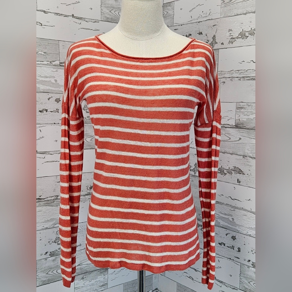 Vince Womens Linen Sweater Xsmall Striped Lightweight Beach Resort